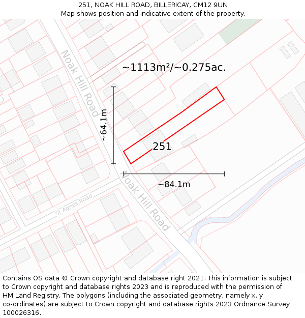 251, NOAK HILL ROAD, BILLERICAY, CM12 9UN: Plot and title map