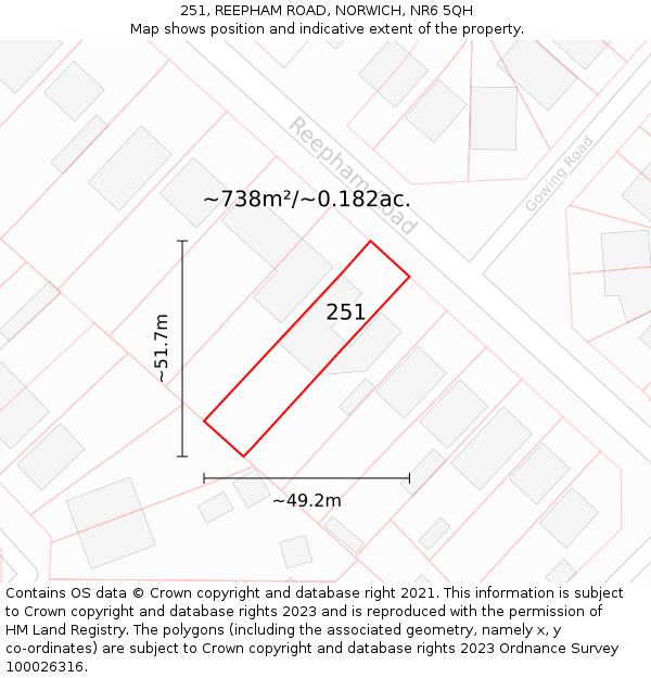 251, REEPHAM ROAD, NORWICH, NR6 5QH: Plot and title map