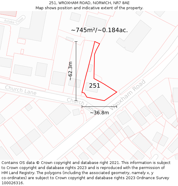 251, WROXHAM ROAD, NORWICH, NR7 8AE: Plot and title map