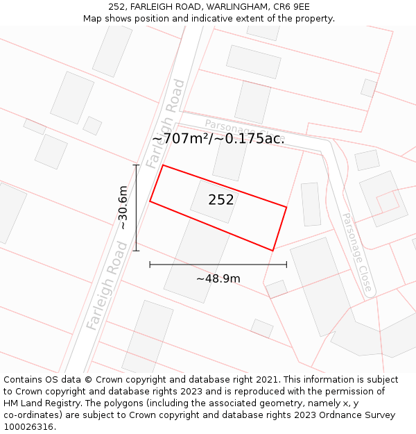 252, FARLEIGH ROAD, WARLINGHAM, CR6 9EE: Plot and title map