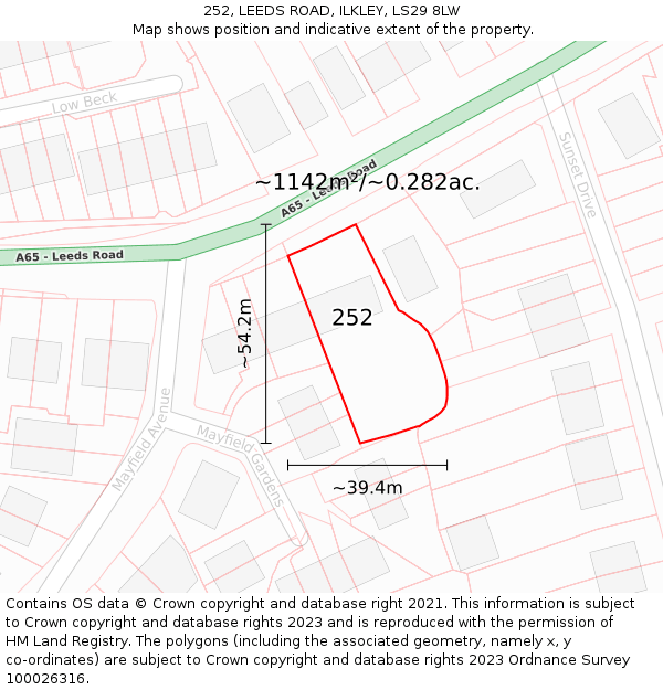 252, LEEDS ROAD, ILKLEY, LS29 8LW: Plot and title map