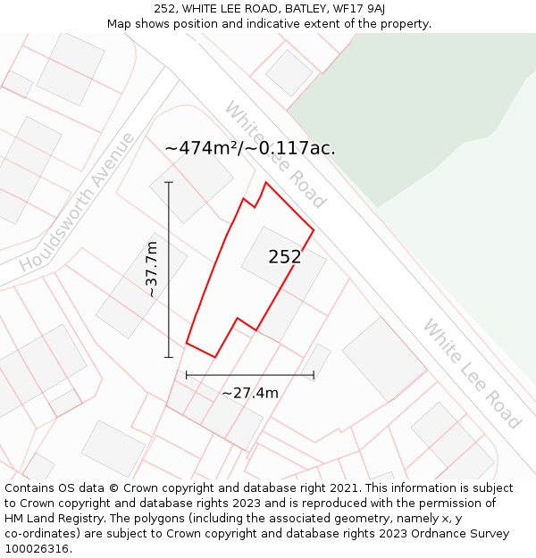 252, WHITE LEE ROAD, BATLEY, WF17 9AJ: Plot and title map