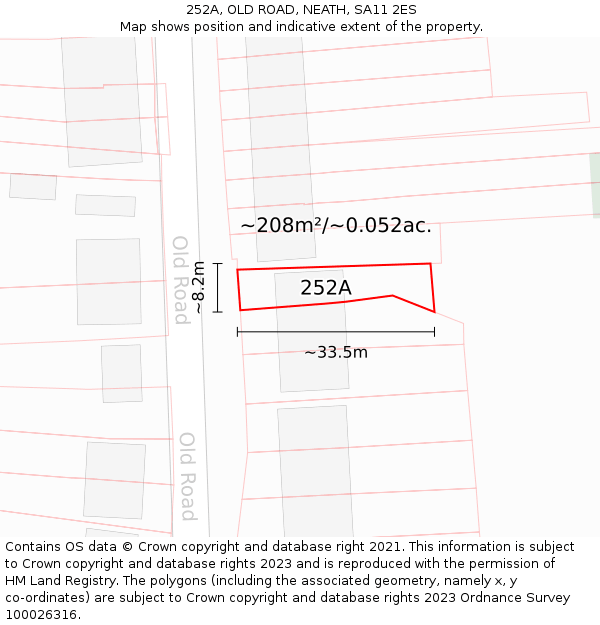 252A, OLD ROAD, NEATH, SA11 2ES: Plot and title map
