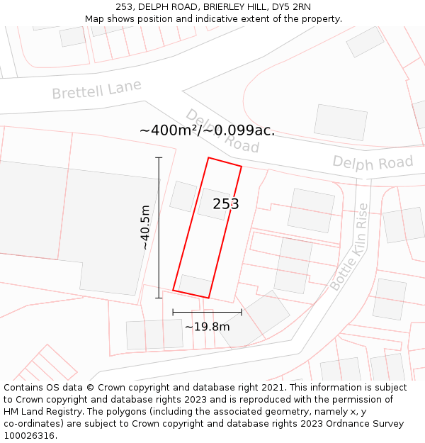 253, DELPH ROAD, BRIERLEY HILL, DY5 2RN: Plot and title map