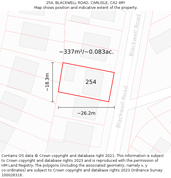 254, BLACKWELL ROAD, CARLISLE, CA2 4RY: Plot and title map