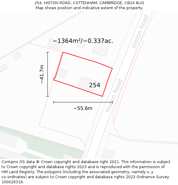 254, HISTON ROAD, COTTENHAM, CAMBRIDGE, CB24 8UG: Plot and title map