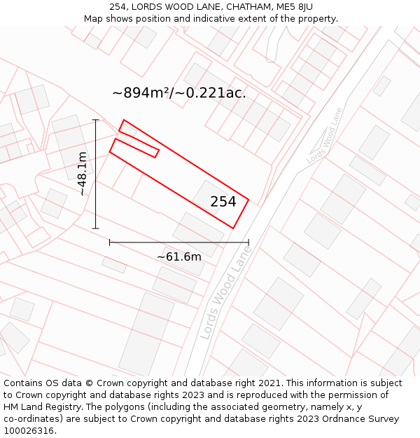 254, LORDS WOOD LANE, CHATHAM, ME5 8JU: Plot and title map