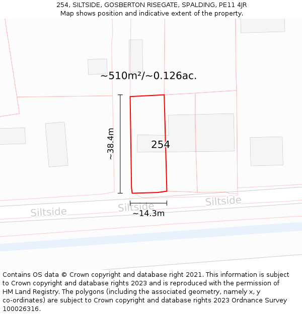 254, SILTSIDE, GOSBERTON RISEGATE, SPALDING, PE11 4JR: Plot and title map