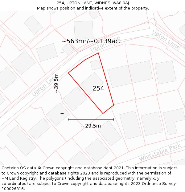 254, UPTON LANE, WIDNES, WA8 9AJ: Plot and title map