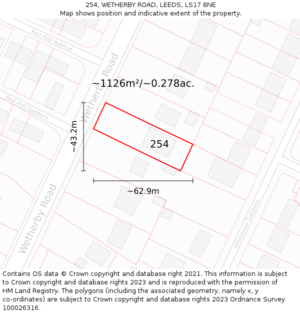254, WETHERBY ROAD, LEEDS, LS17 8NE: Plot and title map