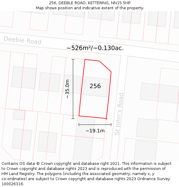 256, DEEBLE ROAD, KETTERING, NN15 5HP: Plot and title map