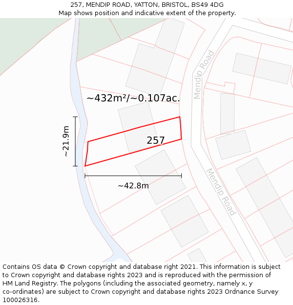 257, MENDIP ROAD, YATTON, BRISTOL, BS49 4DG: Plot and title map