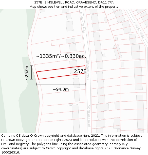 257B, SINGLEWELL ROAD, GRAVESEND, DA11 7RN: Plot and title map