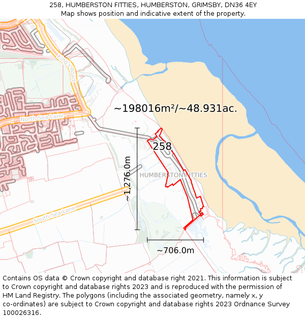258, HUMBERSTON FITTIES, HUMBERSTON, GRIMSBY, DN36 4EY: Plot and title map