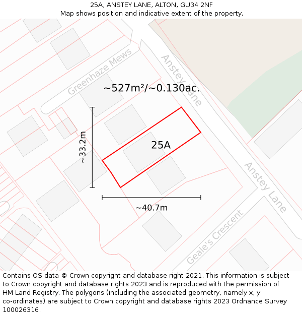 25A, ANSTEY LANE, ALTON, GU34 2NF: Plot and title map