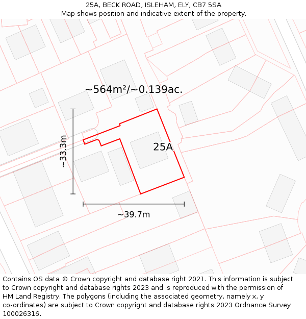25A, BECK ROAD, ISLEHAM, ELY, CB7 5SA: Plot and title map