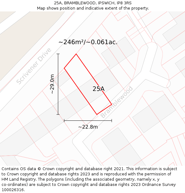 25A, BRAMBLEWOOD, IPSWICH, IP8 3RS: Plot and title map