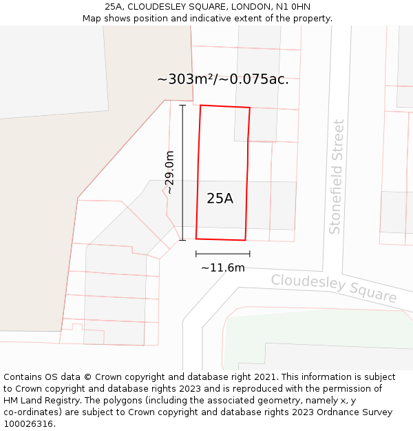 25A, CLOUDESLEY SQUARE, LONDON, N1 0HN: Plot and title map
