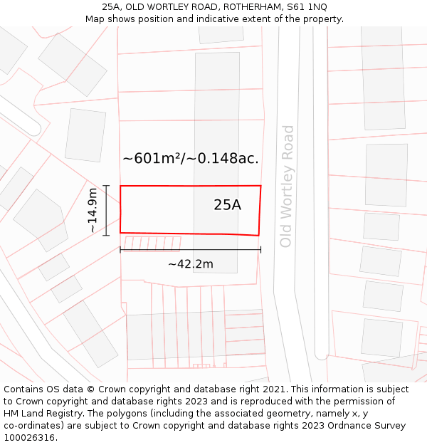 25A, OLD WORTLEY ROAD, ROTHERHAM, S61 1NQ: Plot and title map