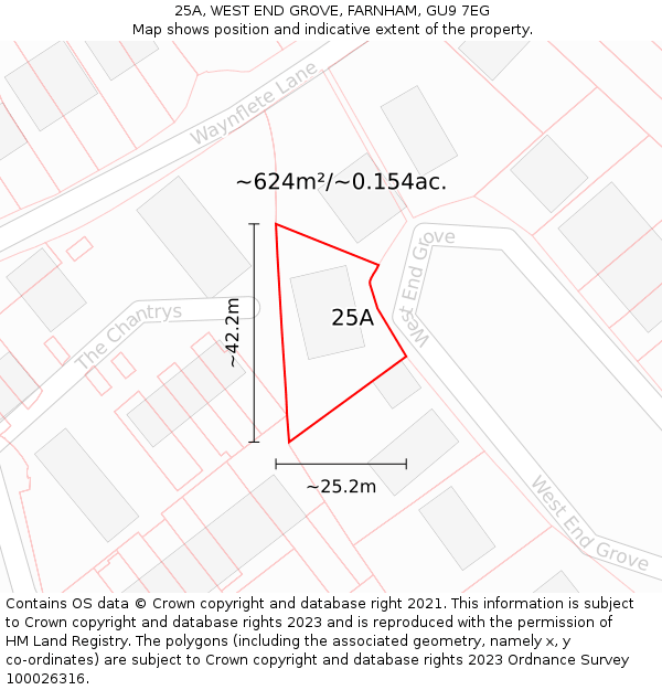 25A, WEST END GROVE, FARNHAM, GU9 7EG: Plot and title map
