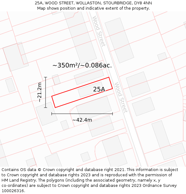 25A, WOOD STREET, WOLLASTON, STOURBRIDGE, DY8 4NN: Plot and title map