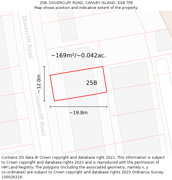 25B, DOVERCLIFF ROAD, CANVEY ISLAND, SS8 7PE: Plot and title map