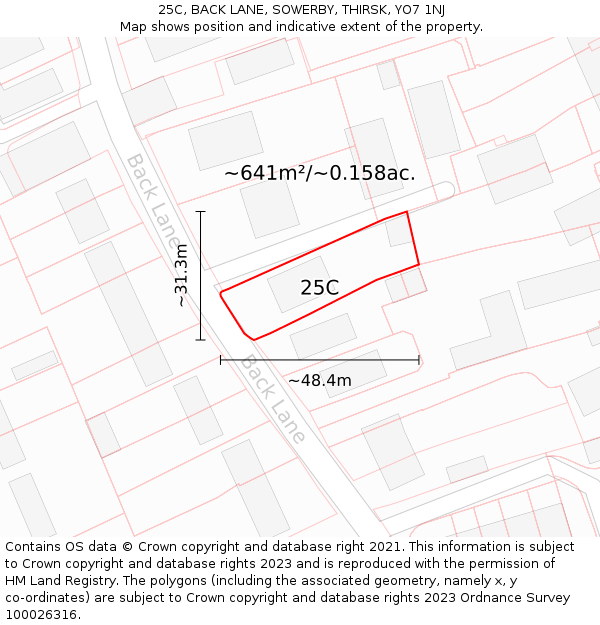 25C, BACK LANE, SOWERBY, THIRSK, YO7 1NJ: Plot and title map