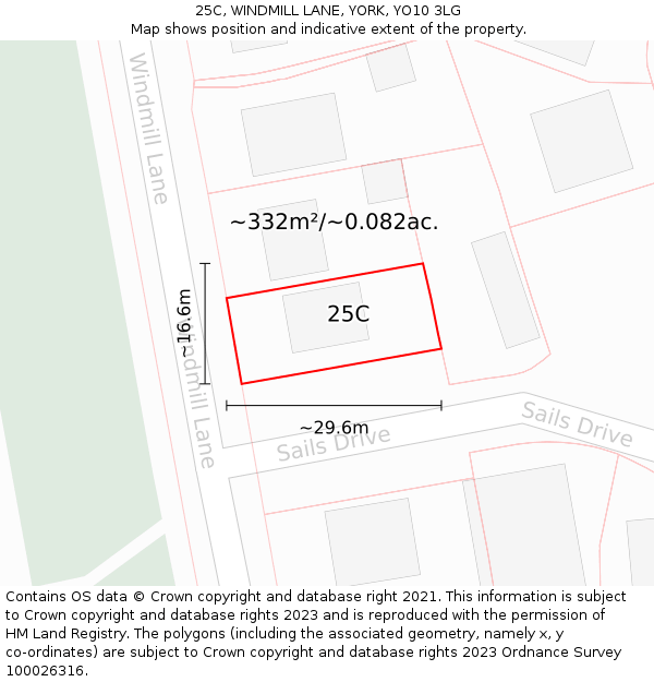 25C, WINDMILL LANE, YORK, YO10 3LG: Plot and title map
