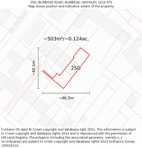 25D, BURBAGE ROAD, BURBAGE, HINCKLEY, LE10 2TS: Plot and title map