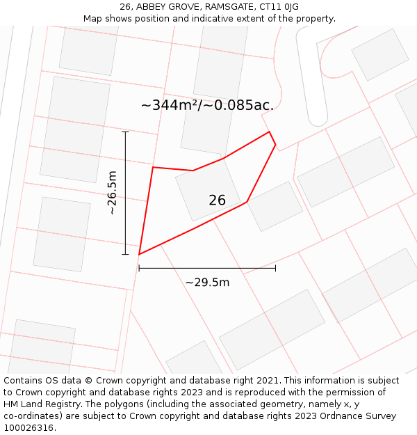 26, ABBEY GROVE, RAMSGATE, CT11 0JG: Plot and title map
