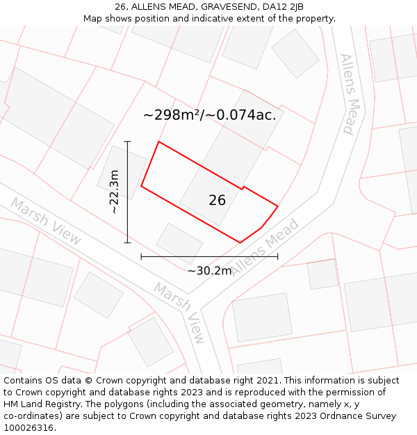 26, ALLENS MEAD, GRAVESEND, DA12 2JB: Plot and title map
