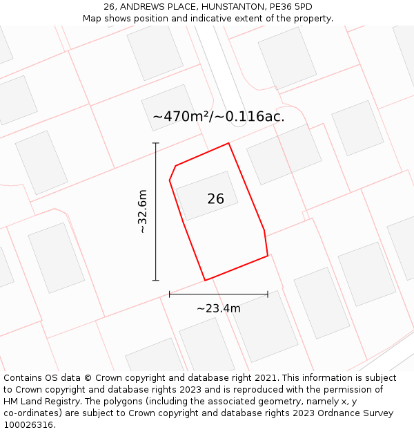 26, ANDREWS PLACE, HUNSTANTON, PE36 5PD: Plot and title map