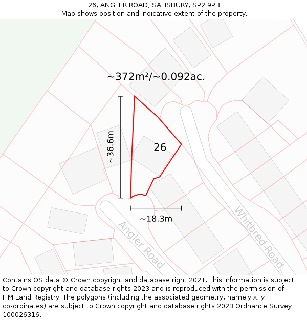26, ANGLER ROAD, SALISBURY, SP2 9PB: Plot and title map