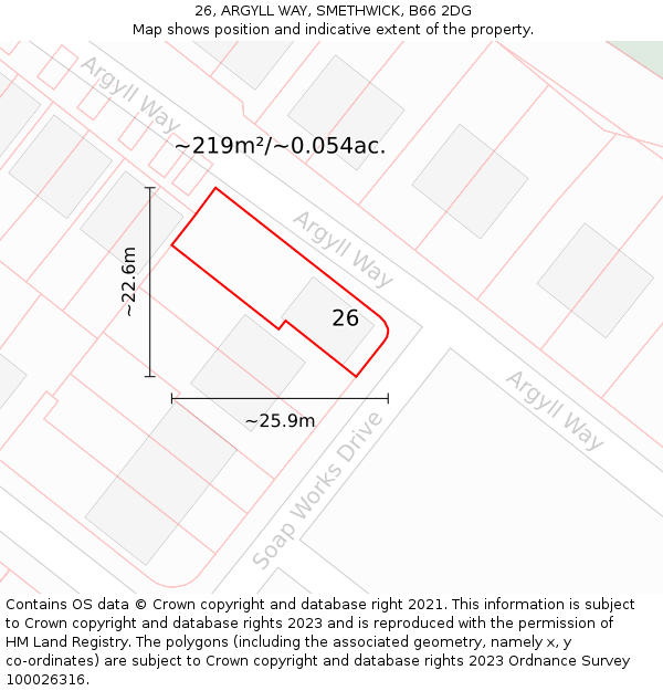 26, ARGYLL WAY, SMETHWICK, B66 2DG: Plot and title map