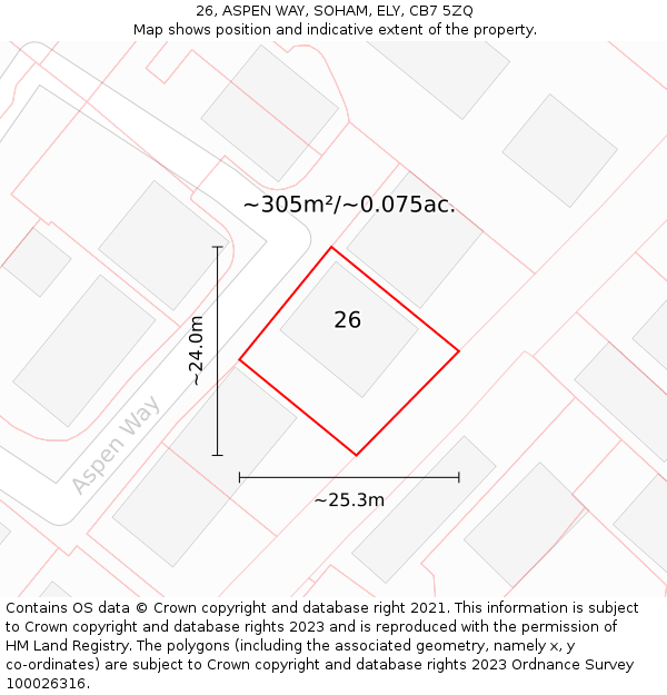 26, ASPEN WAY, SOHAM, ELY, CB7 5ZQ: Plot and title map