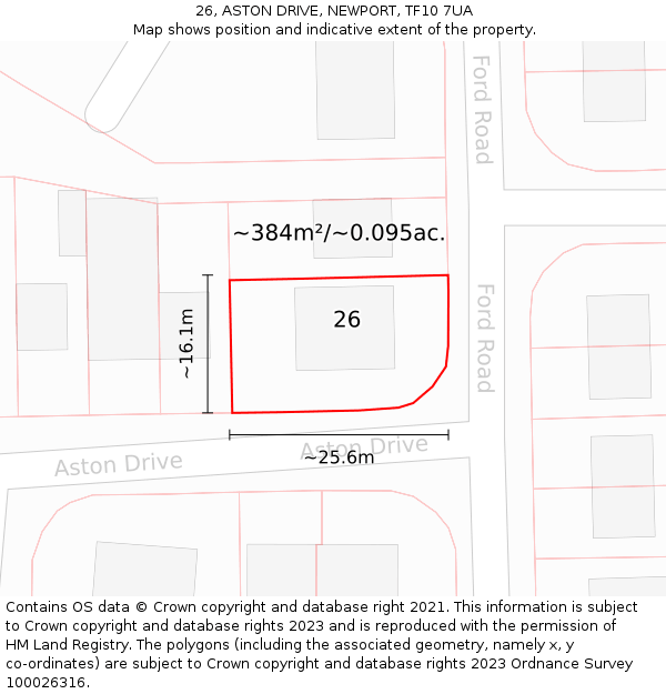 26, ASTON DRIVE, NEWPORT, TF10 7UA: Plot and title map