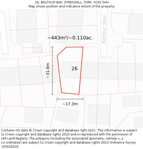 26, BALFOUR WAY, STRENSALL, YORK, YO32 5AH: Plot and title map