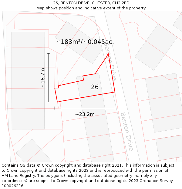 26, BENTON DRIVE, CHESTER, CH2 2RD: Plot and title map