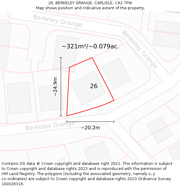 26, BERKELEY GRANGE, CARLISLE, CA2 7PW: Plot and title map