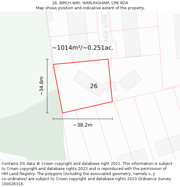 26, BIRCH WAY, WARLINGHAM, CR6 9DA: Plot and title map
