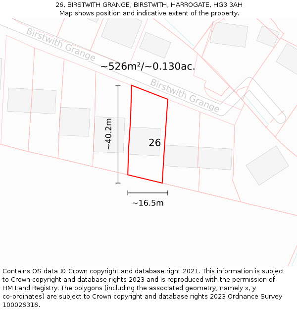26, BIRSTWITH GRANGE, BIRSTWITH, HARROGATE, HG3 3AH: Plot and title map