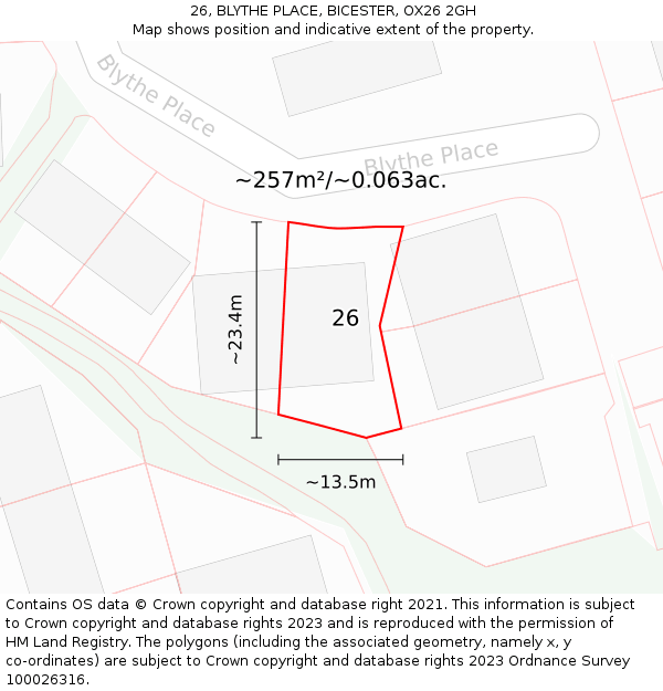 26, BLYTHE PLACE, BICESTER, OX26 2GH: Plot and title map