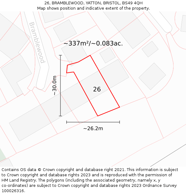 26, BRAMBLEWOOD, YATTON, BRISTOL, BS49 4QH: Plot and title map