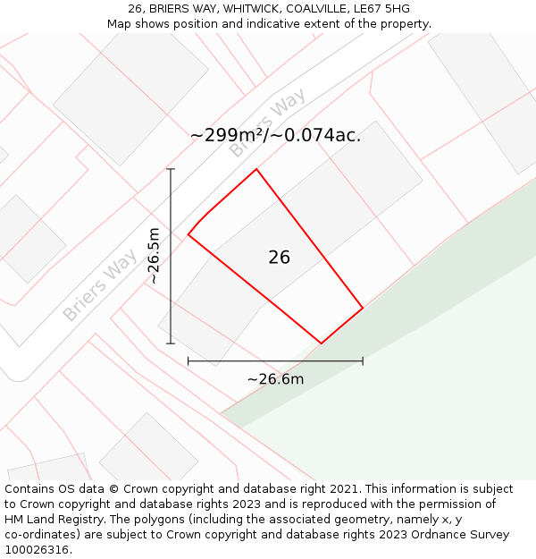 26, BRIERS WAY, WHITWICK, COALVILLE, LE67 5HG: Plot and title map