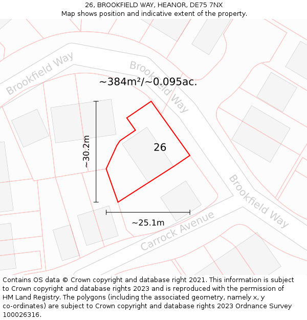 26, BROOKFIELD WAY, HEANOR, DE75 7NX: Plot and title map