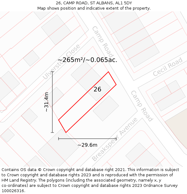 26, CAMP ROAD, ST ALBANS, AL1 5DY: Plot and title map