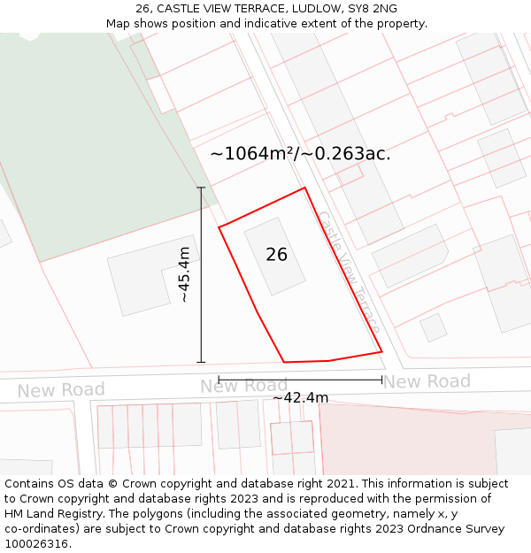 26, CASTLE VIEW TERRACE, LUDLOW, SY8 2NG: Plot and title map