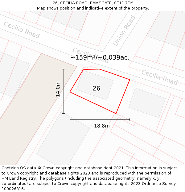 26, CECILIA ROAD, RAMSGATE, CT11 7DY: Plot and title map