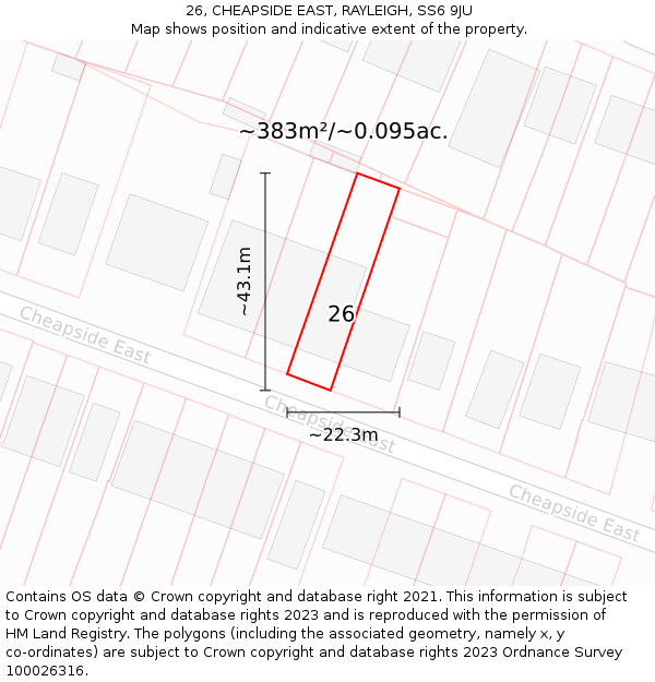 26, CHEAPSIDE EAST, RAYLEIGH, SS6 9JU: Plot and title map