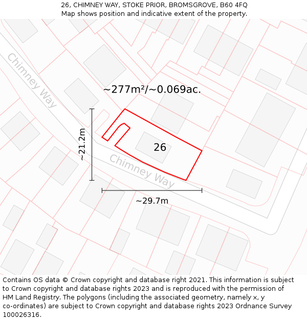 26, CHIMNEY WAY, STOKE PRIOR, BROMSGROVE, B60 4FQ: Plot and title map